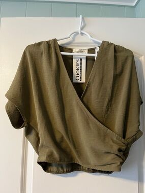 Cookies Clothing Olive Green Wrap Crop Top
